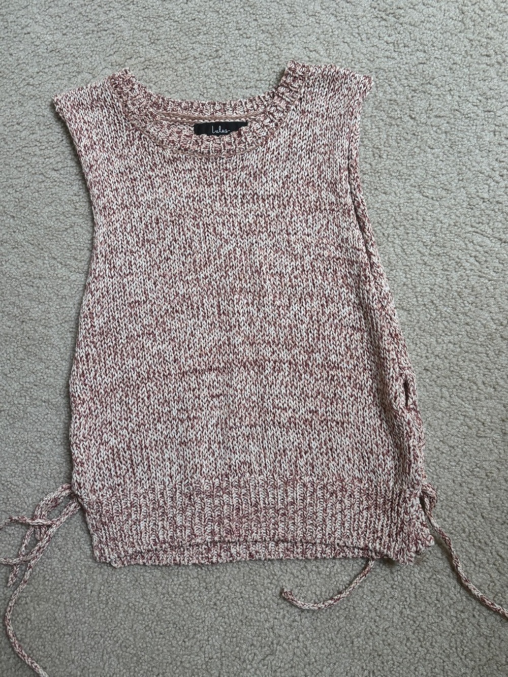 Lulu's Dusty Rose Marled Knit Side-Tie Tank
